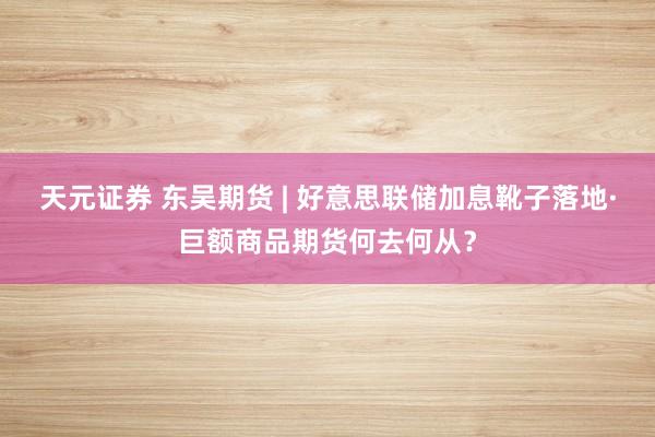 天元证券 东吴期货 | 好意思联储加息靴子落地·巨额商品期货何去何从？