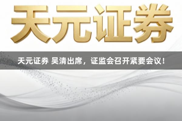 天元证券 吴清出席,证监会召开紧要会议!