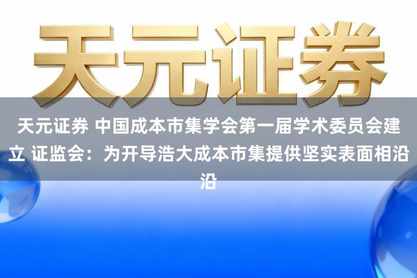 天元证券 中国成本市集学会第一届学术委员会建立 证监会:为开导浩大成本市集提供坚实表面相沿