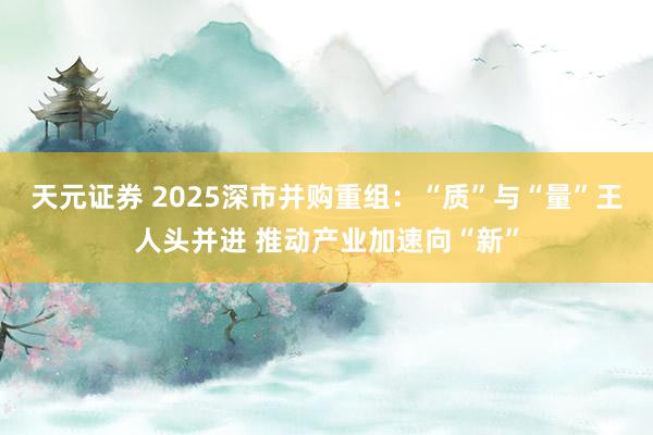 天元证券 2025深市并购重组:“质”与“量”王人头并进 推动产业加速向“新”