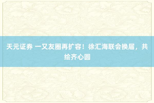 天元证券 一又友圈再扩容！徐汇海联会换届，共绘齐心圆